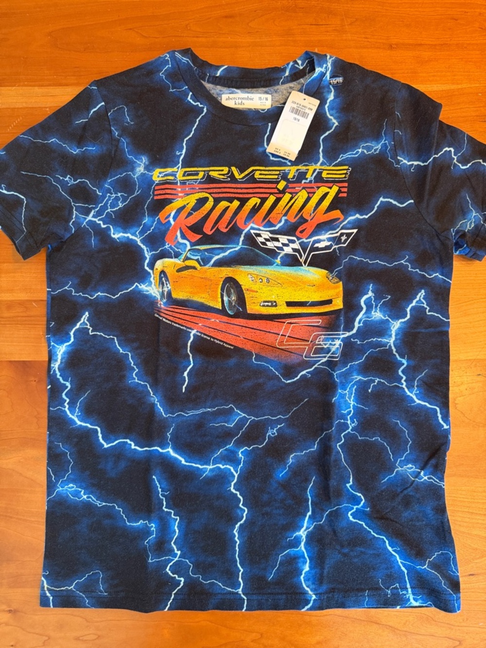 abercrombie kids Navy Lightning Corvette Racing Tee with Yellow Car